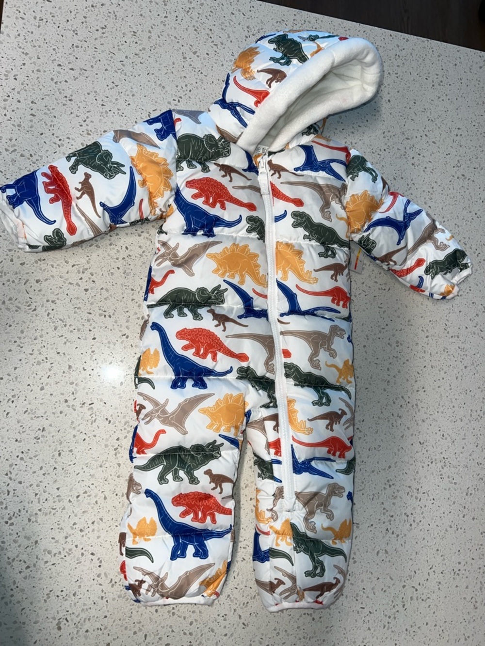 okie dokie dinosaur baby hooded bodysuit 3-6 months